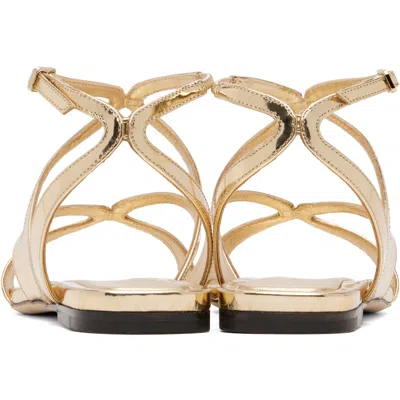 Jimmy Choo Ayla Metallic Leather Flat Sandals In Gold