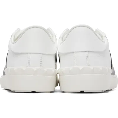 Valentino Blue Calf Leather Bos Taurus Low Top Sneakers In White