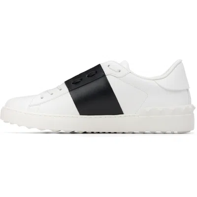 Valentino Blue Calf Leather Bos Taurus Low Top Sneakers In White