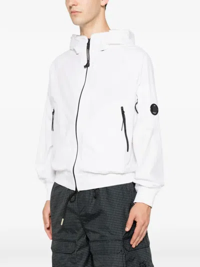 C.p. Company Lens-detail Zip-up Hooded Jacket In White