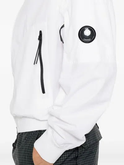 C.p. Company Lens-detail Zip-up Hooded Jacket In White