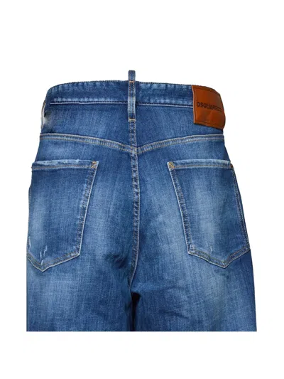 Dsquared2 Distressed Whiskered Jeans In Blue