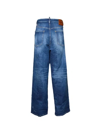 Dsquared2 Distressed Whiskered Jeans In Blue