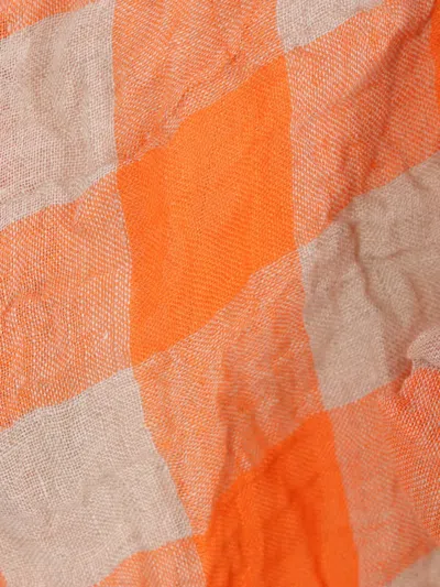 Daniela Gregis Check-pattern Belted Shirt In Orange