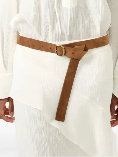 Barbara Bui Suede-finish Buckle-fastening Belt In Brown