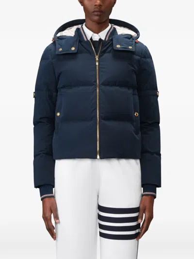 Thom Browne Waxed-tech Down Jacket In Blue