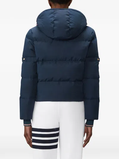 Thom Browne Waxed-tech Down Jacket In Blue