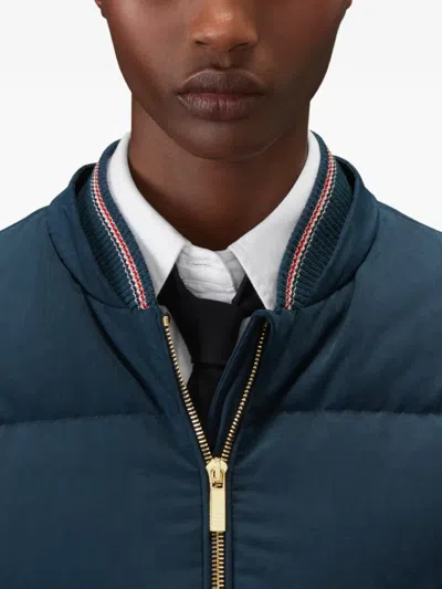 Thom Browne Waxed-tech Down Jacket In Blue