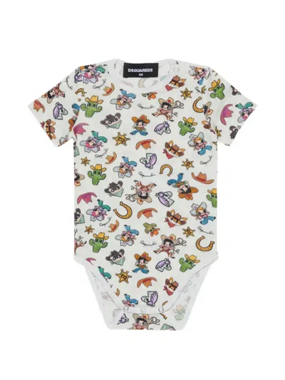 Dsquared2 Logo-print Cotton Bodysuits Set In Neutral