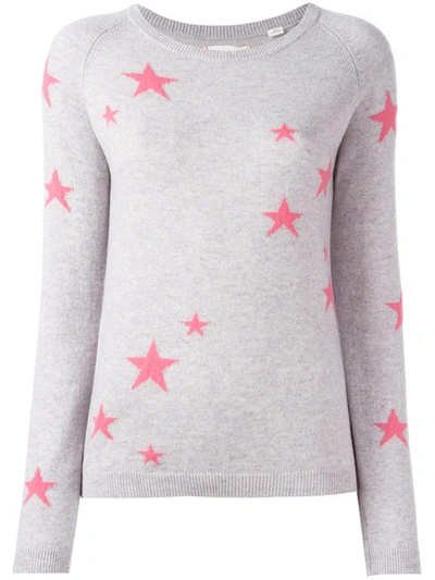 Chinti & Parker Slouchy Star Cashmere Sweater In Silver Marl/pink
