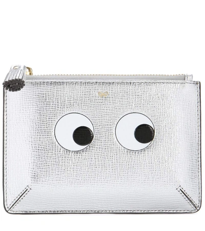 Anya Hindmarch Loose Pocket Small Printed Leather Pouch In Metallic Capra