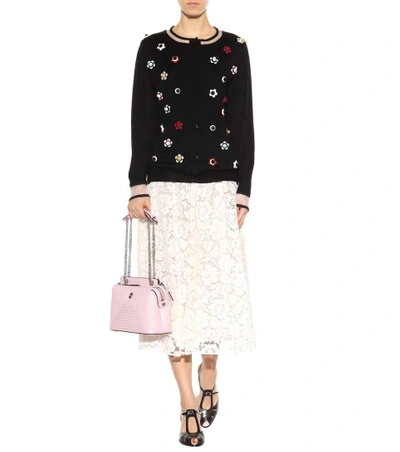 Fendi Dotcom Click Leather Shoulder Bag In Peoeia