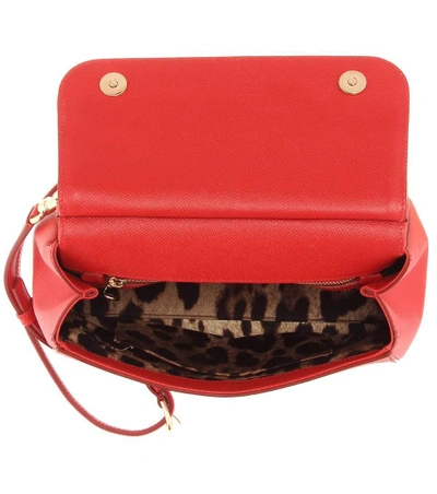 Shop Dolce & Gabbana Sicily Medium Leather Shoulder Bag In Red