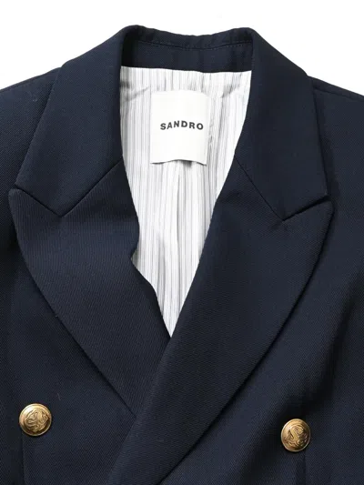 Pre-owned Sandro Double-breasted Blazer In Blue