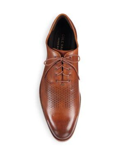 Shop Cole Haan Washington Grand Leather Lace-up Shoes In British Tan