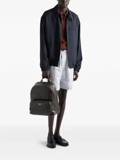 Prada Distressed Nappa Leather Backpack In Brown