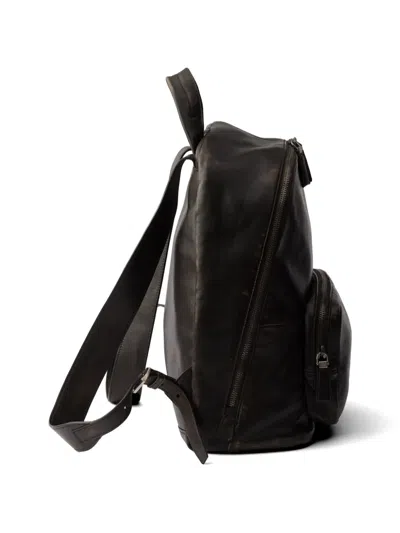 Prada Distressed Nappa Leather Backpack In Brown