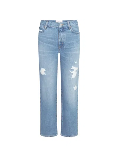 Frame The Hang Ripped Ankle Straight Leg Jeans In Blue