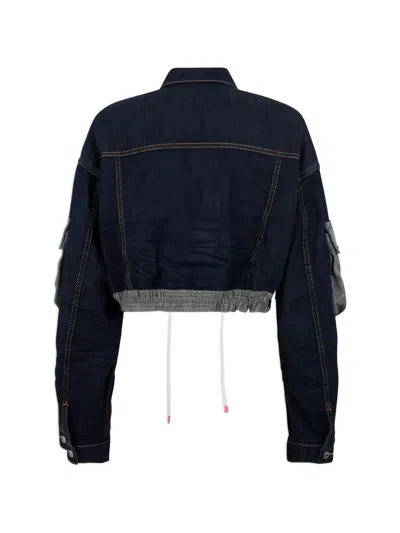 Dsquared2 Multi-pocket Cropped Denim Jacket In Black