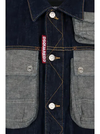 Dsquared2 Multi-pocket Cropped Denim Jacket In Black