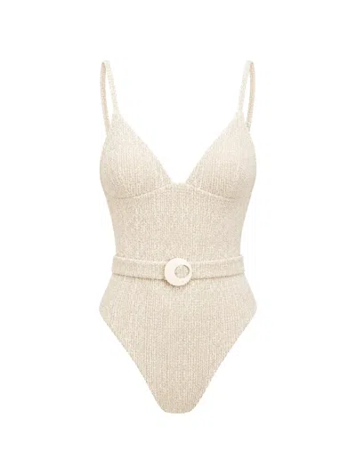 Devon Belted Swimsuit In Brown