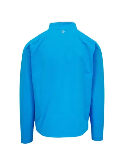 Deke Links Jacquard Quarter Zip Pullover In Blue