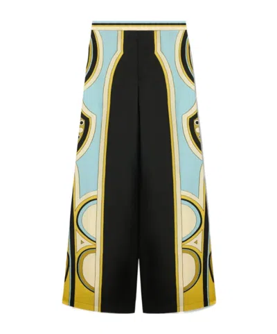 La Doublej Club Printed Silk Twill Wide-leg Pants In Black