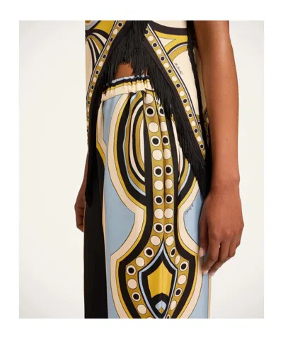 La Doublej Club Printed Silk Twill Wide-leg Pants In Black