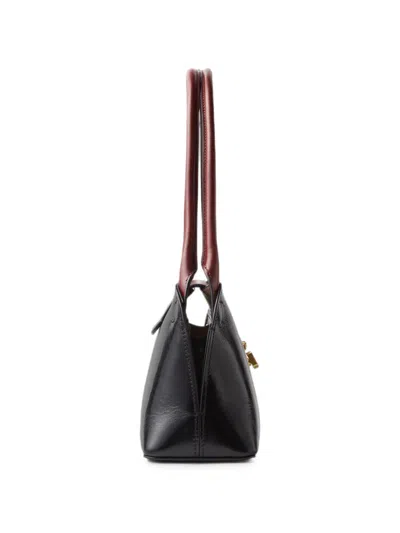 Versace Vivian Medium Two-tone Textured-leather Shoulder Bag In Black