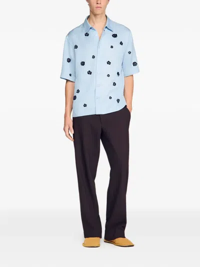 Sandro Flock-print Floral-pattern Shirt In Multi