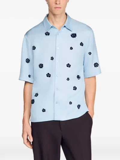 Sandro Flock-print Floral-pattern Shirt In Multi