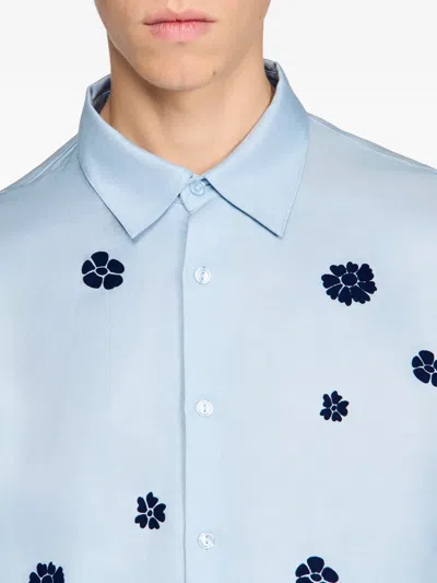 Sandro Flock-print Floral-pattern Shirt In Multi