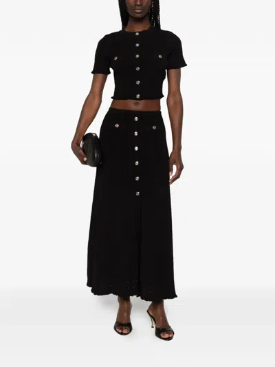 Sandro Button-embellished Flared Skirt In Black