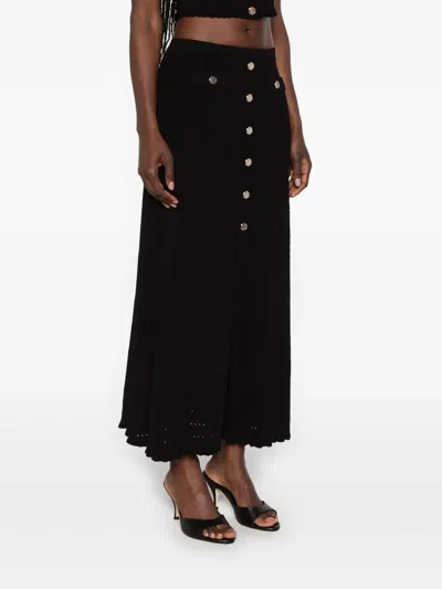 Sandro Button-embellished Flared Skirt In Black