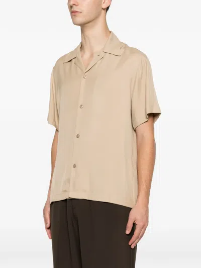 Sandro Shark-collar Short-sleeve Shirt In Brown