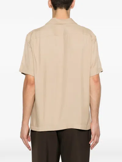 Sandro Shark-collar Short-sleeve Shirt In Brown