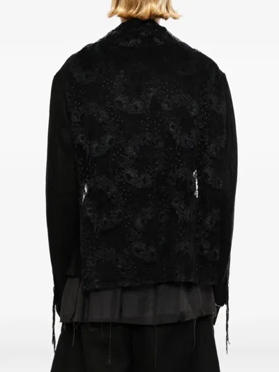Midorikawa Belted Raw-edge Jacket In Black
