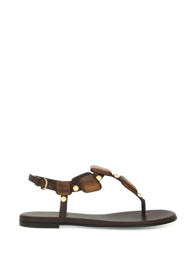 Gianvito Rossi Embellished Leather Sandals In Animal Print