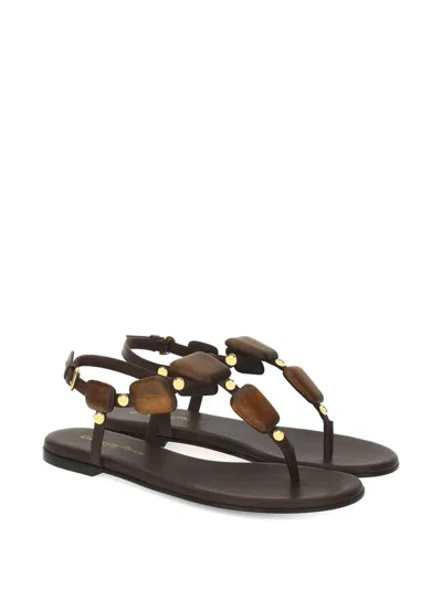 Gianvito Rossi Embellished Leather Sandals In Animal Print