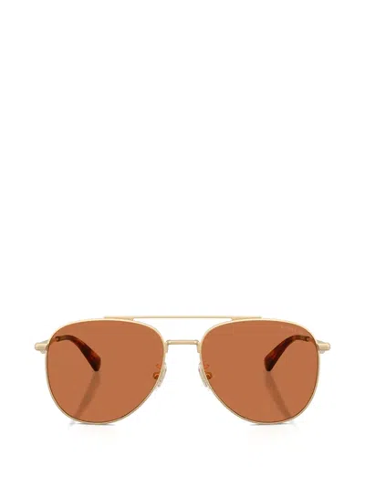 Coach C Hardware Metal Pilot Sunglasses In Brown
