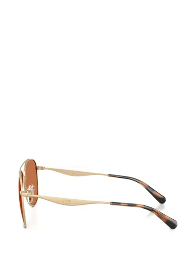 Coach C Hardware Metal Pilot Sunglasses In Brown