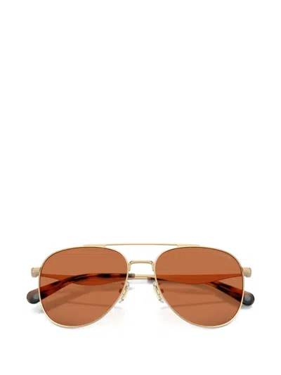 Coach C Hardware Metal Pilot Sunglasses In Brown