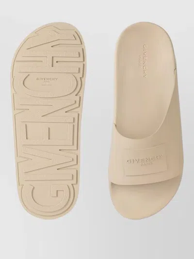 Givenchy Rubber Slide Mules Flat Open Toe Label In Neutral