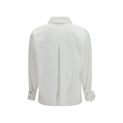 Ella White Cotton Pattern Shirt In White