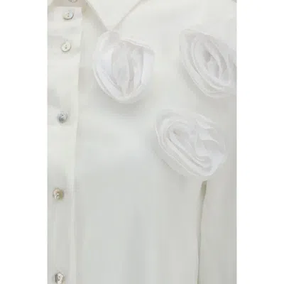 Ella White Cotton Pattern Shirt In White