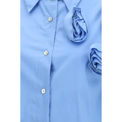 Ella Blue Cotton Pattern Shirt In Blue