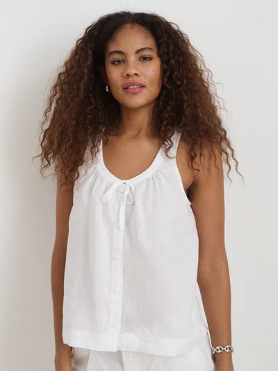 Alex Mill Sidney Tie Neck Sleeveless Linen Top In White
