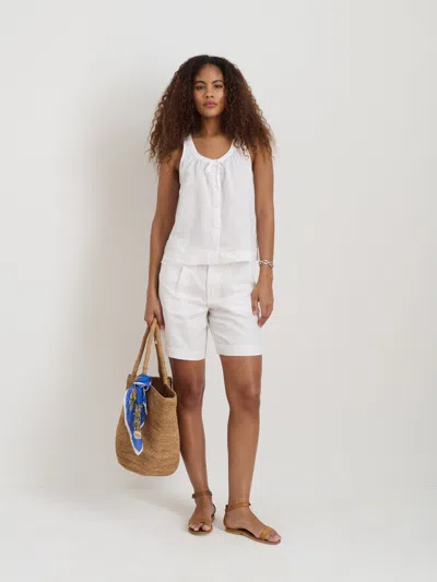 Alex Mill Sidney Tie Neck Sleeveless Linen Top In White