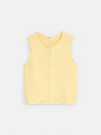 Alex Mill Taylor Cotton Sweater Vest Double Cream In Yellow