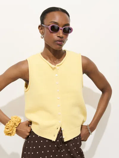 Alex Mill Taylor Cotton Sweater Vest Double Cream In Yellow